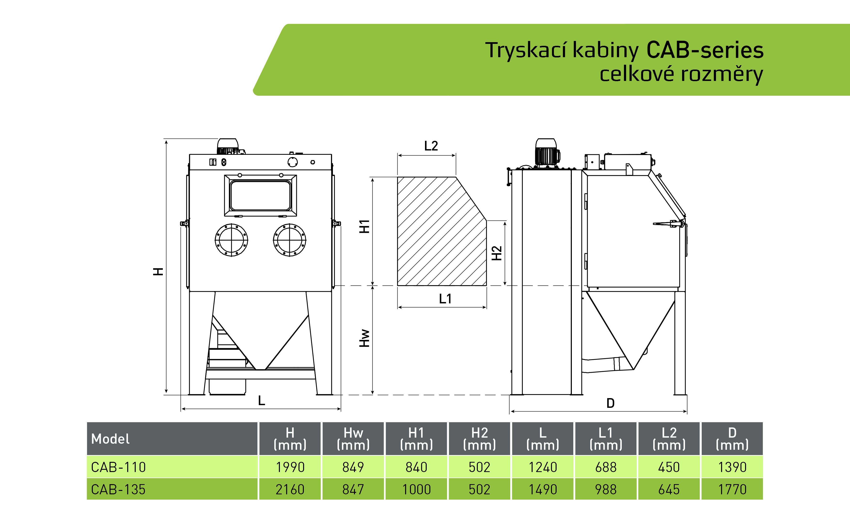 Kabinová pískovačka CAB 110-135 schema