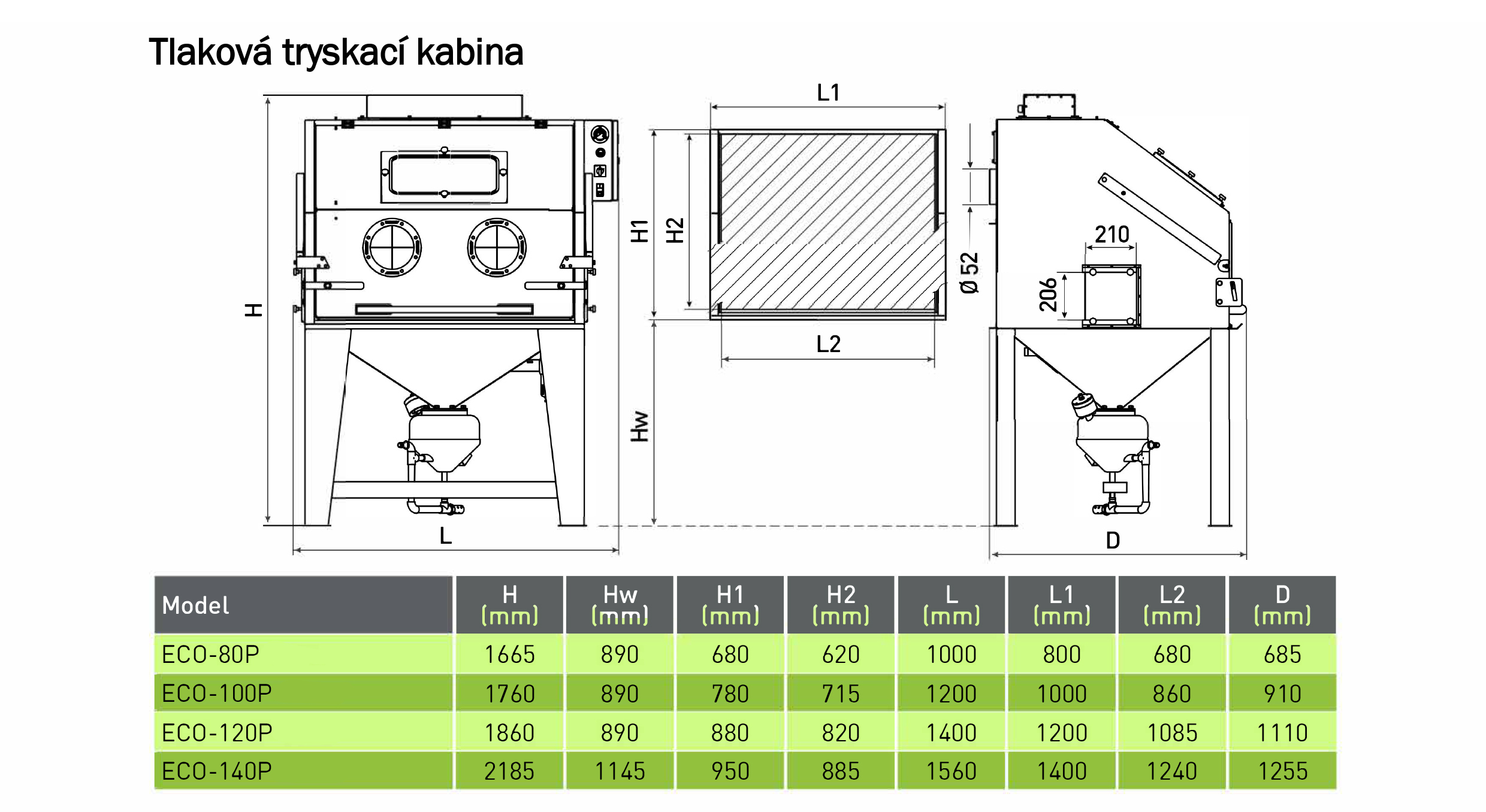 Tryskací pískovací kabina ECO P